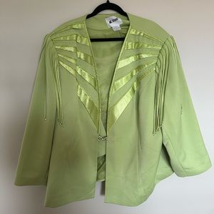 ML STUDIO Unique Green Fringe Vintage Blazer Size 30W